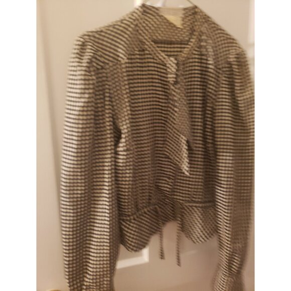 Emmanuelle Khanh Checkered Blouse Paris Fashion Fitted Blouse - Picture 3 of 13